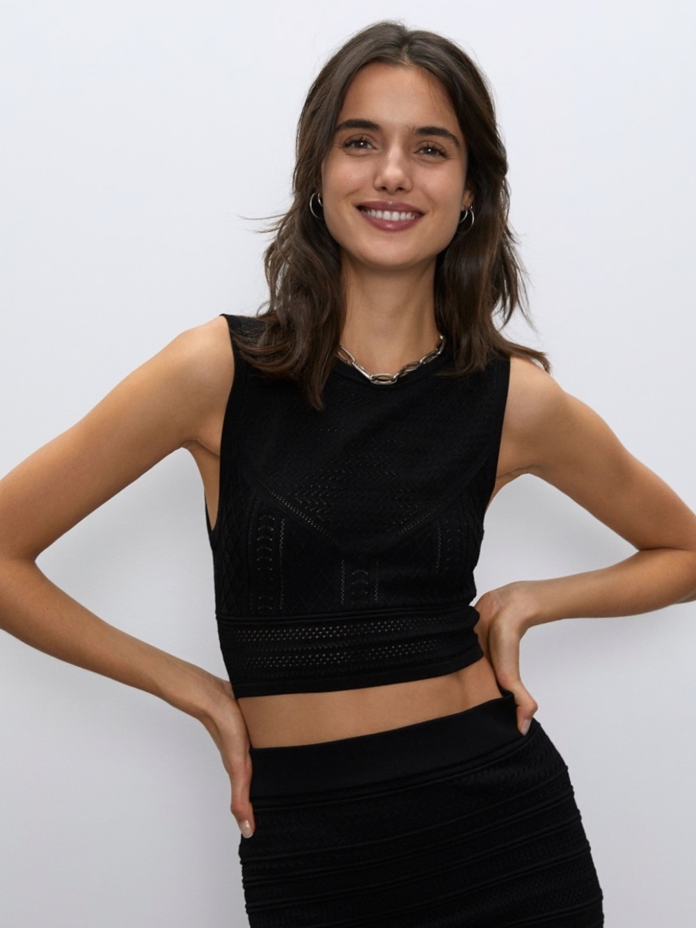Babaton Pointelle tank in black size S